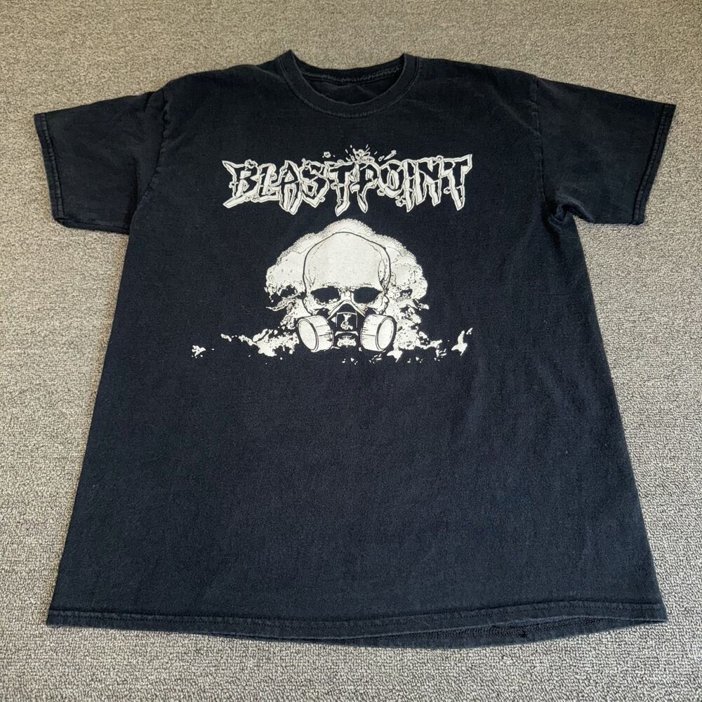 Blastpoint TShirt Large Black Skull Gas Mask Graphic Print Short Sleeve Pullover